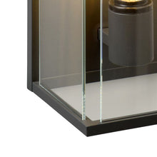 Cargar imagen en el visor de la galería, Apliqué metal vidrio negro exterior IP 54 18x30 cm E27 - LUAP0086
