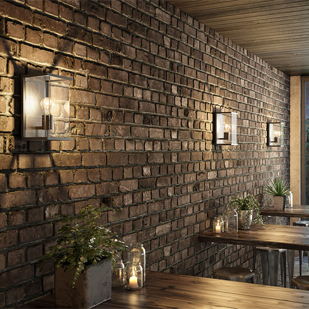 Apliqué metal vidrio grafito exterior IP 54 18x30 cm E27 - LUAP0086