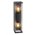 Apliqué metal vidrio grafito exterior IP 54 9x36 cm 2 luces E27 - LUAP0087