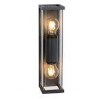 Apliqué metal vidrio grafito exterior IP 54 9x36 cm 2 luces E27 - LUAP0087