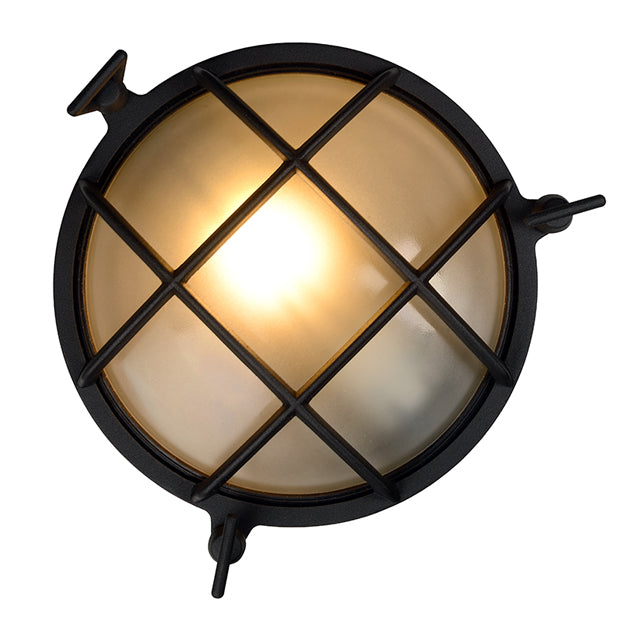 Apliqué Aluminio vidrio negro exterior IP 65 Ø 22x 23,5 cm E27 - LUAP0095