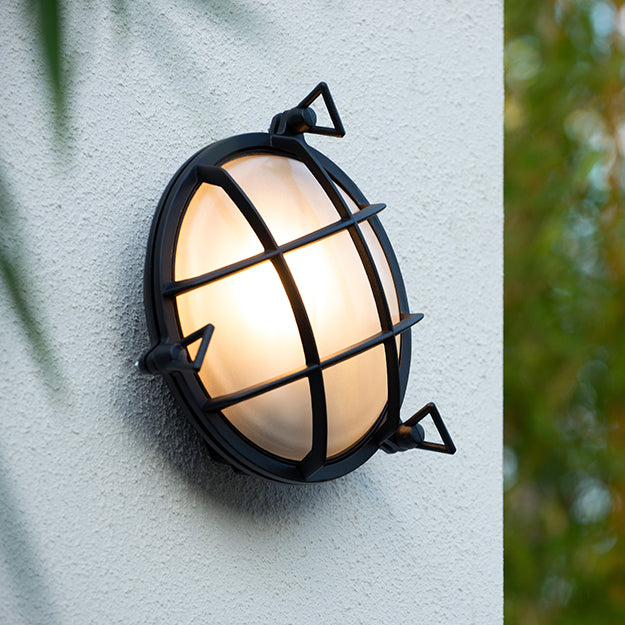 Apliqué Aluminio vidrio negro exterior IP 65 Ø 22x 23,5 cm E27 - LUAP0095