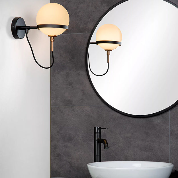Apliqué acero vidrio negro baño IP 44 Ø 15x33 cm G9 - LUAP0100