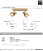 Apliqué metal vidrio bronce 30x14 cm 2 luces E14 - LUAP0101