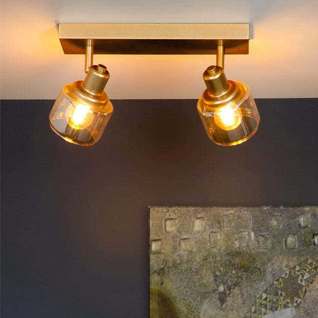 Apliqué metal vidrio bronce 30x14 cm 2 luces E14 - LUAP0101