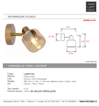 Apliqué metal vidrio bronce Ø10x15 cm E14 - LUAP0102