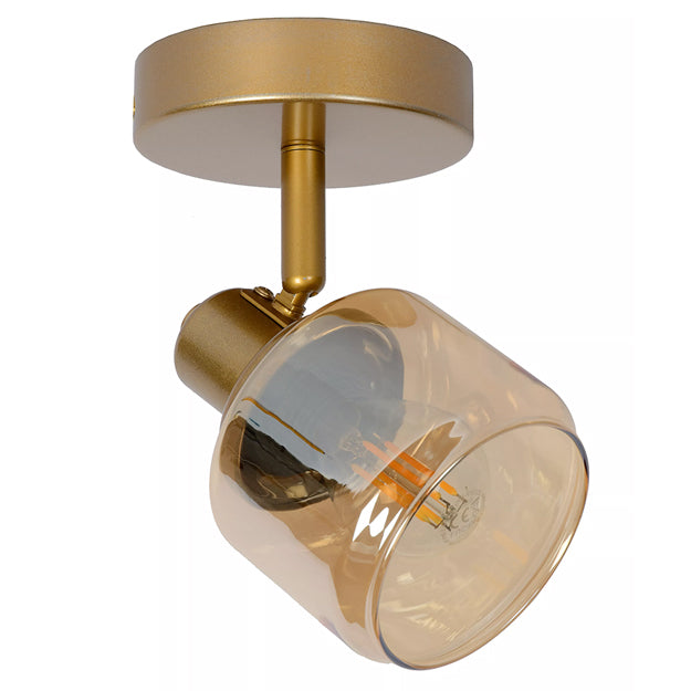 Apliqué metal vidrio bronce Ø10x15 cm E14 - LUAP0102