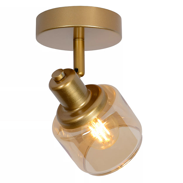 Apliqué metal vidrio bronce Ø10x15 cm E14 - LUAP0102