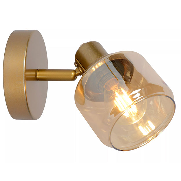 Apliqué metal vidrio bronce Ø10x15 cm E14 - LUAP0102