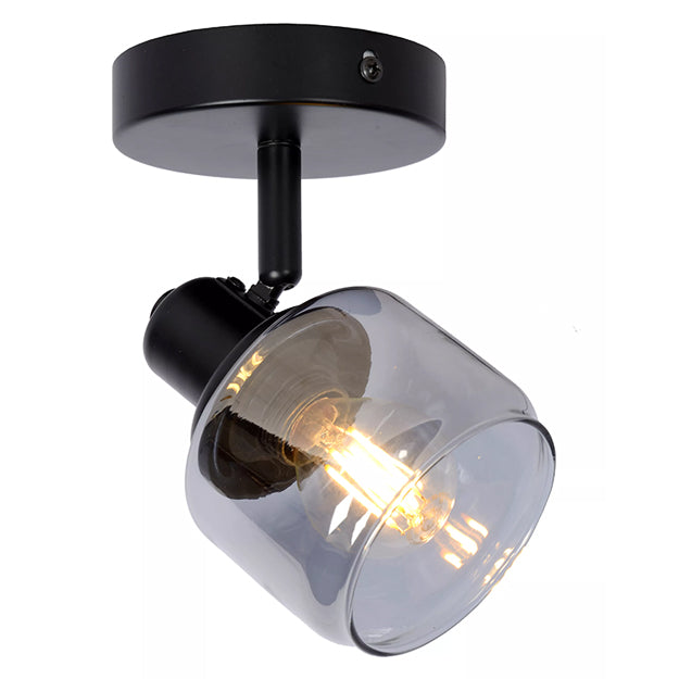 Apliqué metal vidrio humo Ø10x15 cm E14 - LUAP0104