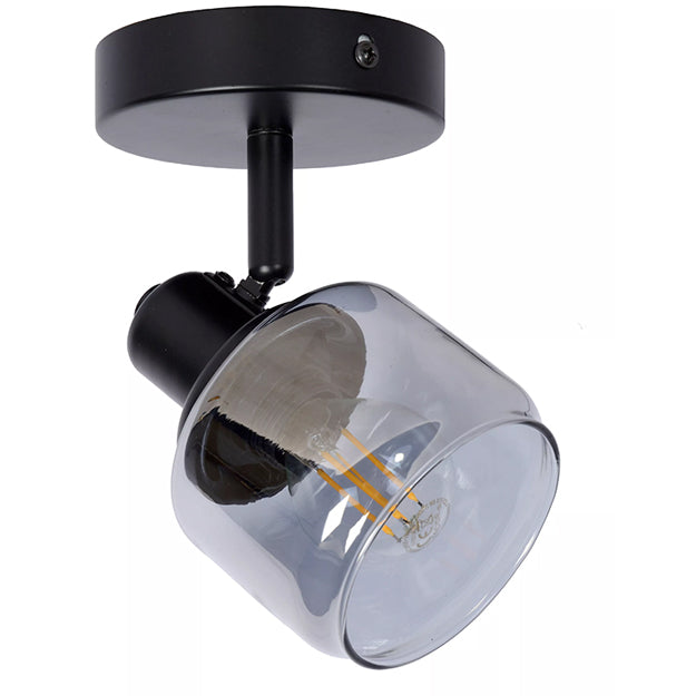 Apliqué metal vidrio humo Ø10x15 cm E14 - LUAP0104