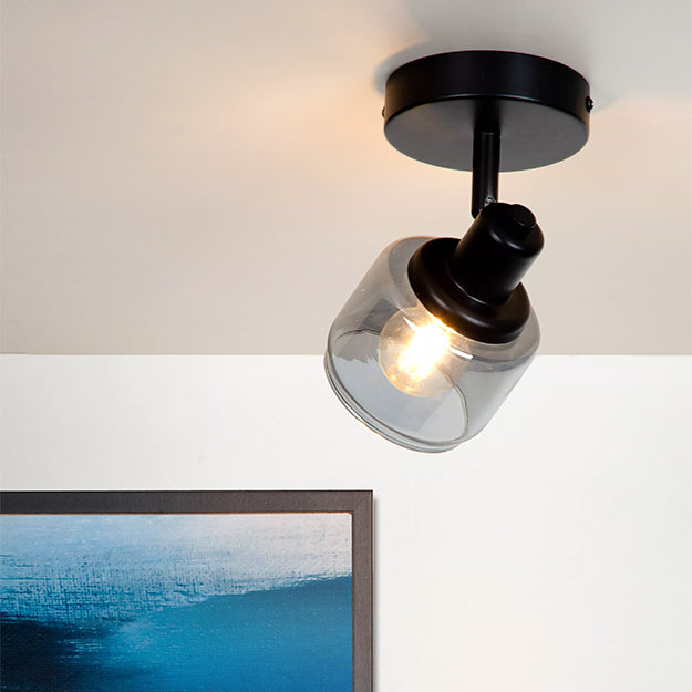 Apliqué metal vidrio humo Ø10x15 cm E14 - LUAP0104