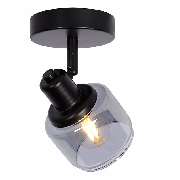 Apliqué metal vidrio humo Ø10x15 cm E14 - LUAP0104