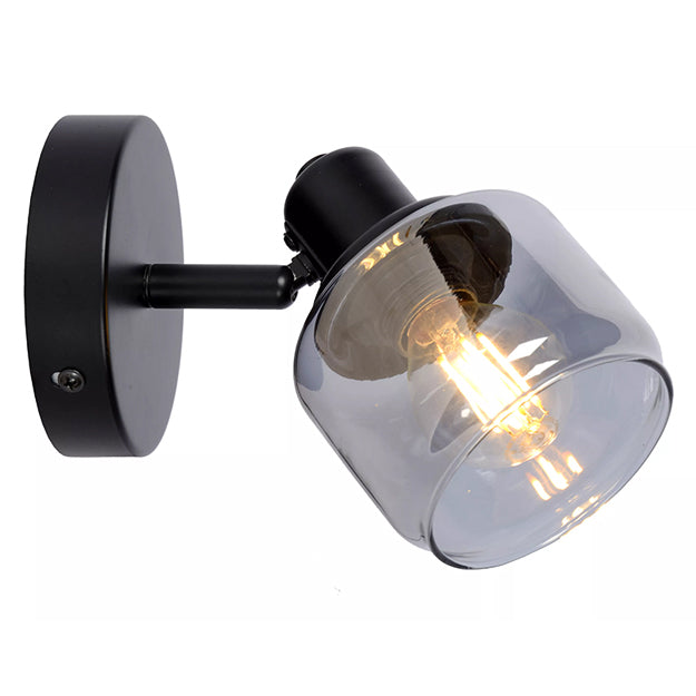 Apliqué metal vidrio humo Ø10x15 cm E14 - LUAP0104