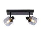 Apliqué metal vidrio negro 30x14 cm 2 luces E14 - LUAP0105
