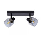 Apliqué metal vidrio negro 30x14 cm 2 luces E14 - LUAP0105