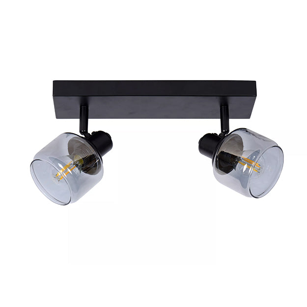 Apliqué metal vidrio negro 30x14 cm 2 luces E14 - LUAP0105