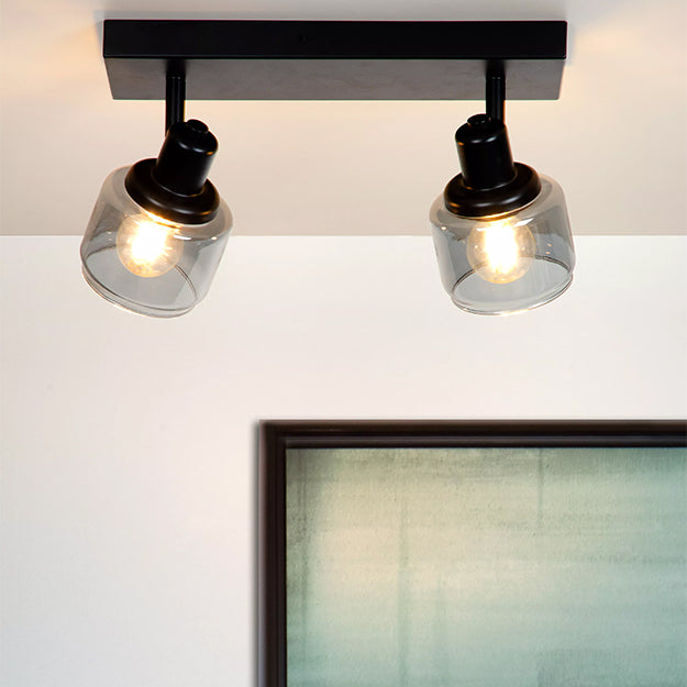 Apliqué metal vidrio negro 30x14 cm 2 luces E14 - LUAP0105