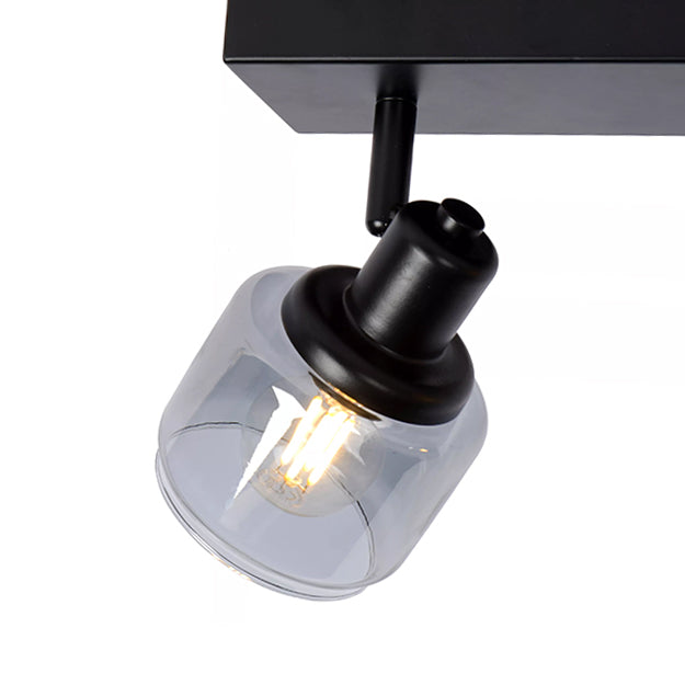 Apliqué metal vidrio negro 30x14 cm 2 luces E14 - LUAP0105