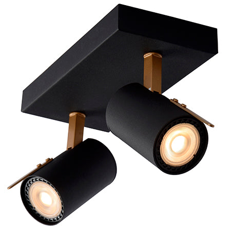 Foco metal negro bronce 22x15 cm 2 luces GU10 - LUFO0004