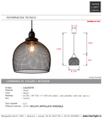 Lámpara colgante metal negro Ø 28 cm E27 - LULC0070