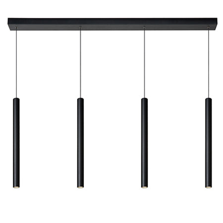 Lámpara colgante aluminio negro 1,20 mt. LED 4 luces 16W  - LULC0097