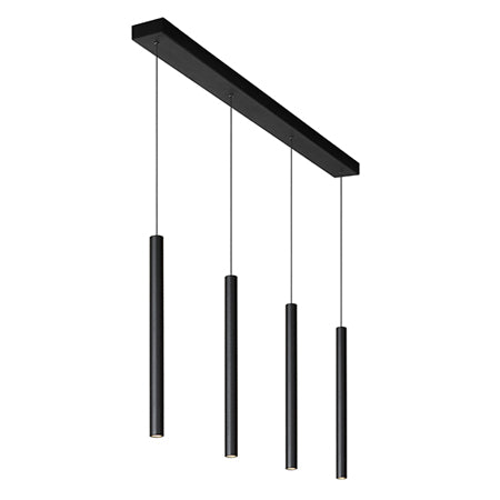 Lámpara colgante aluminio negro 1,20 mt. LED 4 luces 16W  - LULC0097