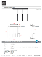 Lámpara colgante aluminio negro 1,20 mt. LED 4 luces 16W  - LULC0097