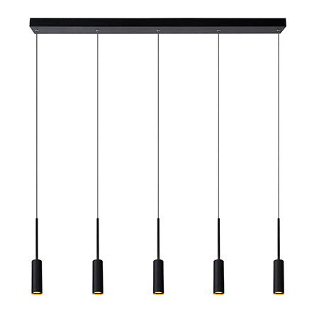 Lámpara colgante aluminio negro 1,01 mt. LED 5 luces 35W - LULC0107