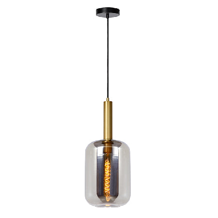 Lámpara colgante metal vidrio humo Ø22x32,5 cm E27 - LULC0123
