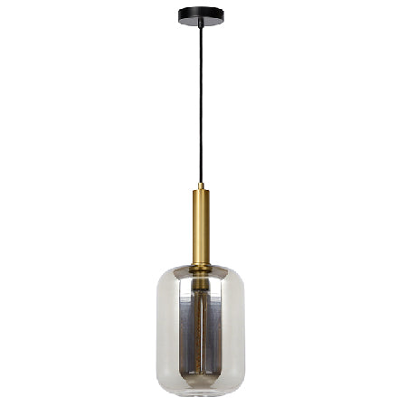 Lámpara colgante metal vidrio humo Ø22x32,5 cm E27 - LULC0123