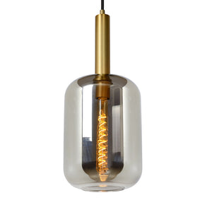 Lámpara colgante metal vidrio humo Ø22x32,5 cm E27 - LULC0123