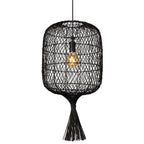 Lámpara colgante ratán negro Ø40x79x1,790 cm E27 - LULC0144