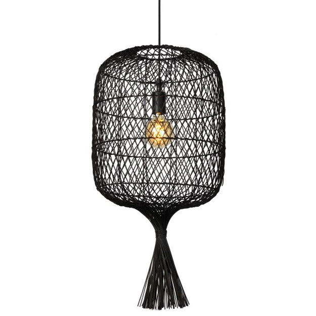 Lámpara colgante ratán negro Ø40x79x1,790 cm E27 - LULC0144