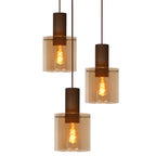 Lámpara colgante metal café vidrio ámbar Ø 50 cm 3 luces E27 - LULC0169