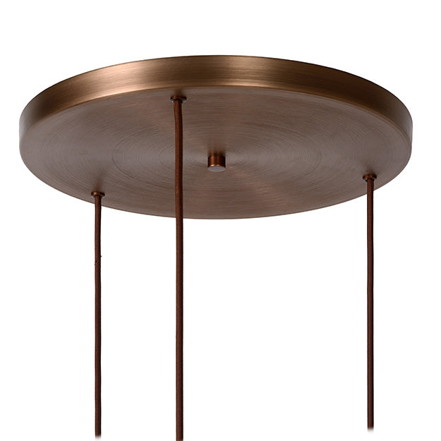 Lámpara colgante metal café vidrio ámbar Ø 50 cm 3 luces E27 - LULC0169