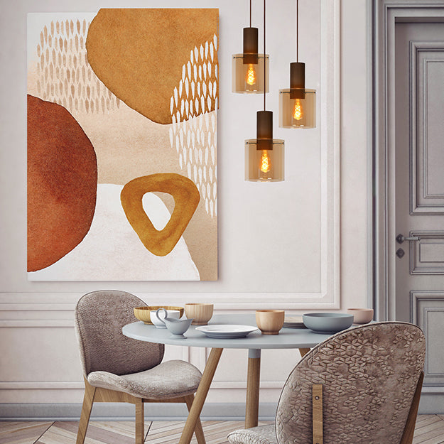 Lámpara colgante metal café vidrio ámbar Ø 50 cm 3 luces E27 - LULC0169