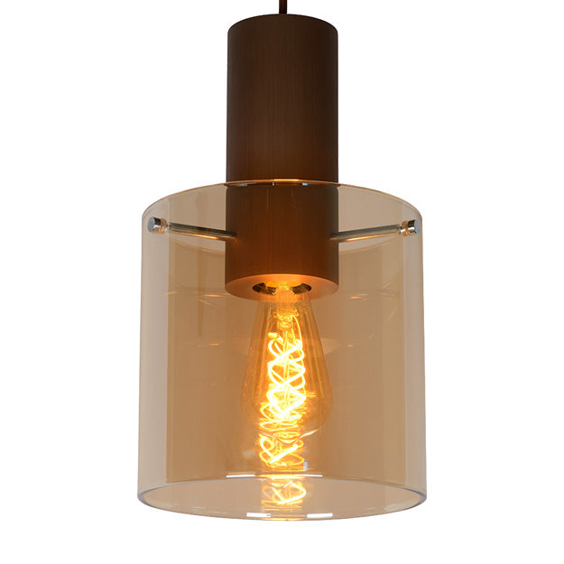 Lámpara colgante metal café vidrio ámbar Ø 50 cm 3 luces E27 - LULC0169