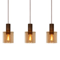Lámpara colgante metal café vidrio ámbar 97 cm 3 luces E27 - LULC0170