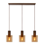 Lámpara colgante metal café vidrio ámbar 97 cm 3 luces E27 - LULC0170