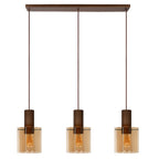 Lámpara colgante metal café vidrio ámbar 97 cm 3 luces E27 - LULC0170
