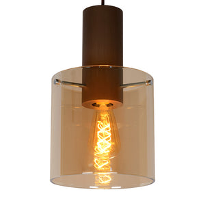 Lámpara colgante metal café vidrio ámbar 97 cm 3 luces E27 - LULC0170