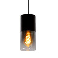 Lámpara colgante metal vidrio negro humo Ø10x23 cm E27 - LULC0173