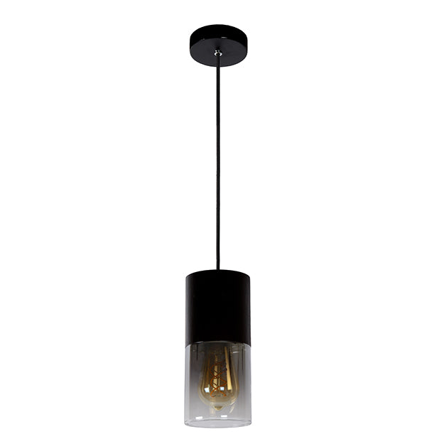 Lámpara colgante metal vidrio negro humo Ø10x23 cm E27 - LULC0173