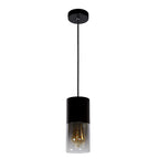 Lámpara colgante metal vidrio negro humo Ø10x23 cm E27 - LULC0173
