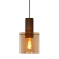 Lámpara colgante metal café vidrio ámbar Ø 20 cm E27 - LULC0174