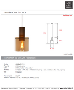 Lámpara colgante metal café vidrio ámbar Ø 20 cm E27 - LULC0174