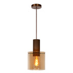 Lámpara colgante metal café vidrio ámbar Ø 20 cm E27 - LULC0174