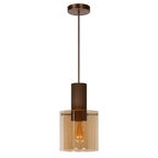Lámpara colgante metal café vidrio ámbar Ø 20 cm E27 - LULC0174