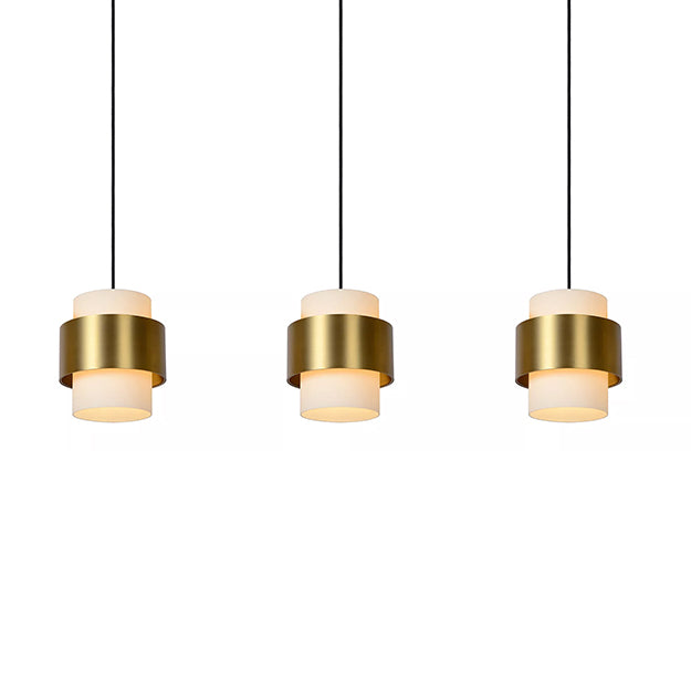Lámpara colgante metal vidrio empavonado bronce 1,06 3 luces cm E27 - LULC0193